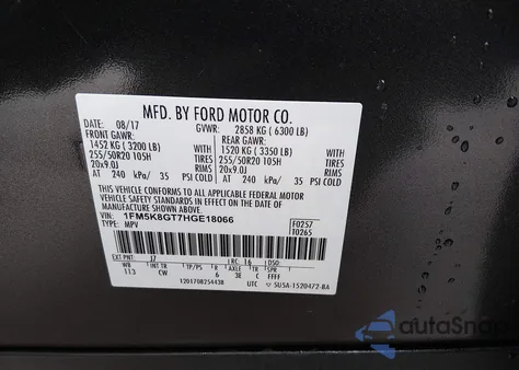 2017 Ford Explorer Sport из США, поврежденный, VIN 1FM5K8GT7HGE18066